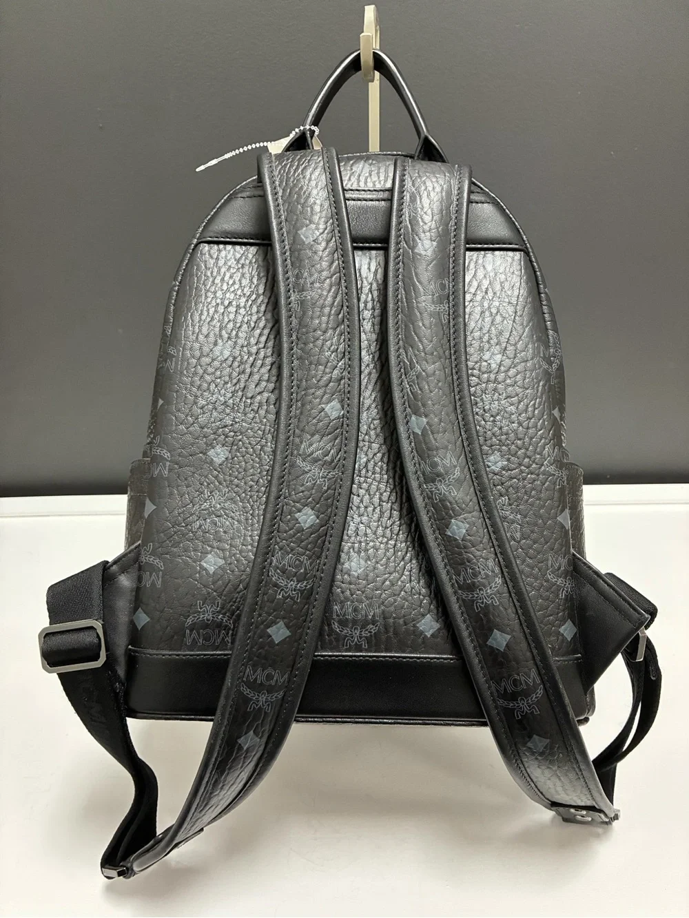 MCM Metallic Gray Monogram Backpack